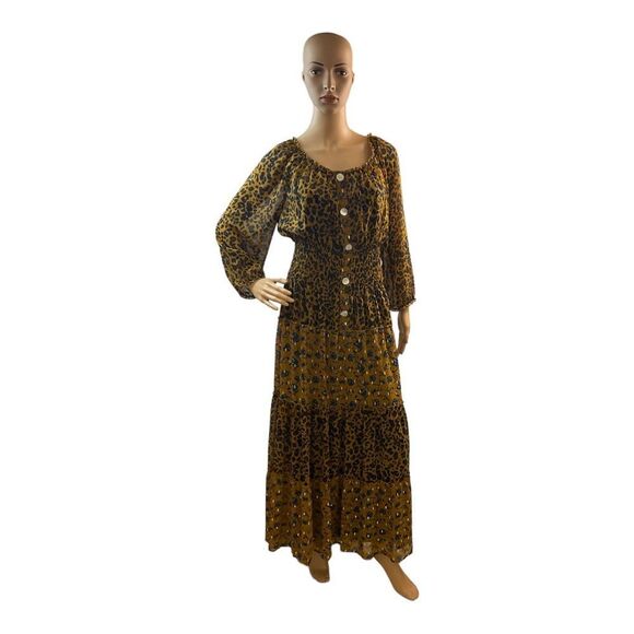 Women’s Leopard Floral Maxi Dress w/Elastic waist. Size M - Picture 1 of 13